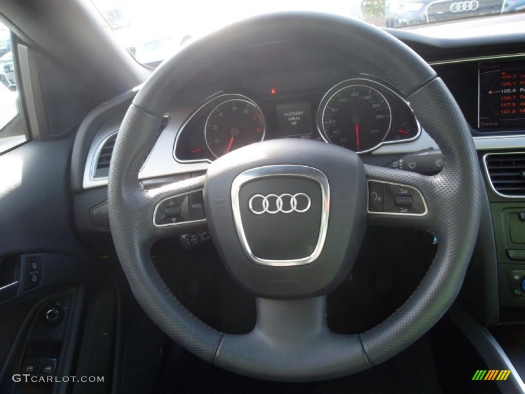2010 Audi A5 2.0T quattro Cabriolet Black Steering Wheel Photo #55718746
