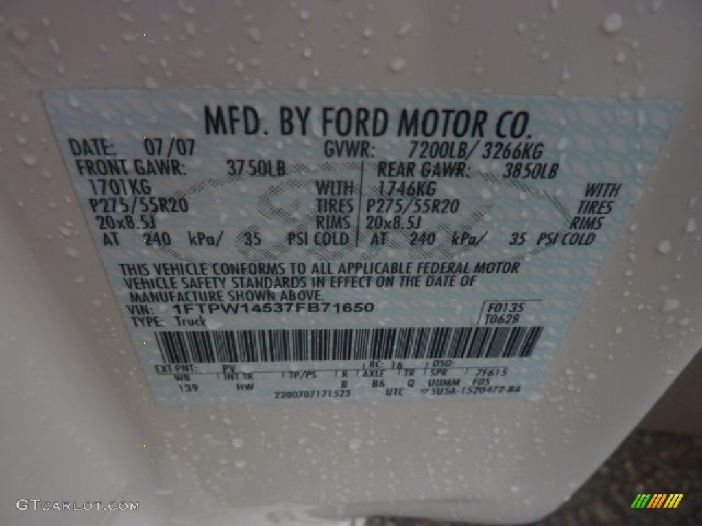 2007 F150 Color Code PV for White Sand Tri-Coat Photo #55721291