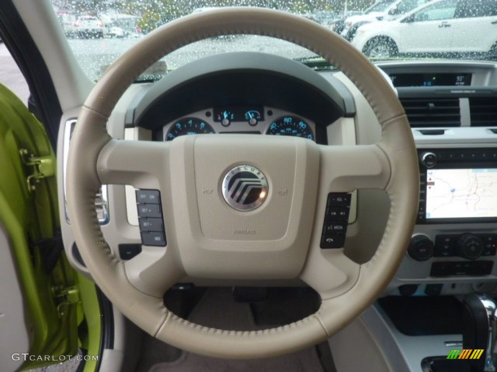 2011 Mercury Mariner Premier V6 AWD Stone/Greystone Steering Wheel Photo #55721773