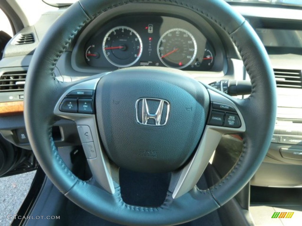 2012 Honda Accord EX-L V6 Sedan Black Steering Wheel Photo #55729662