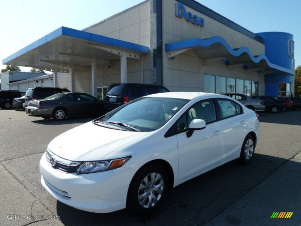 2012 Civic LX Sedan - Taffeta White / Stone photo #1