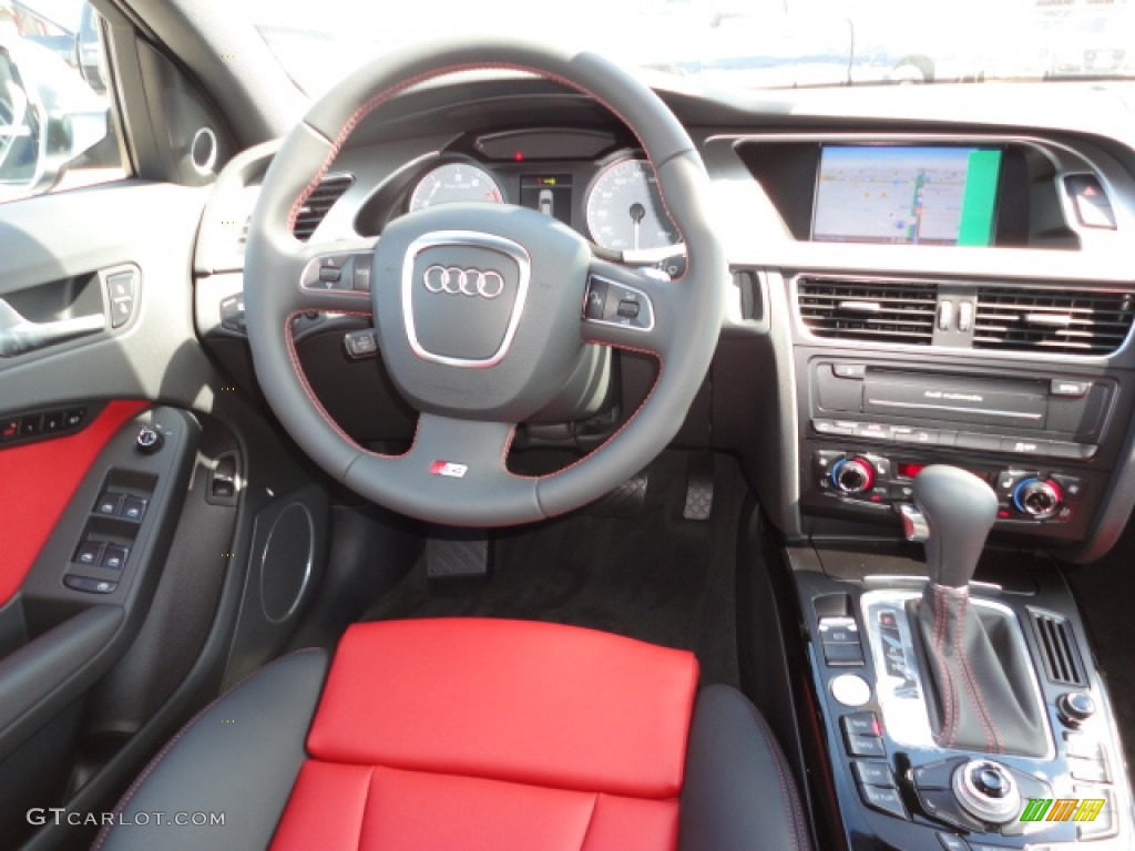 2012 Audi S4 3.0T quattro Sedan Black/Magma Red Dashboard Photo #55730746
