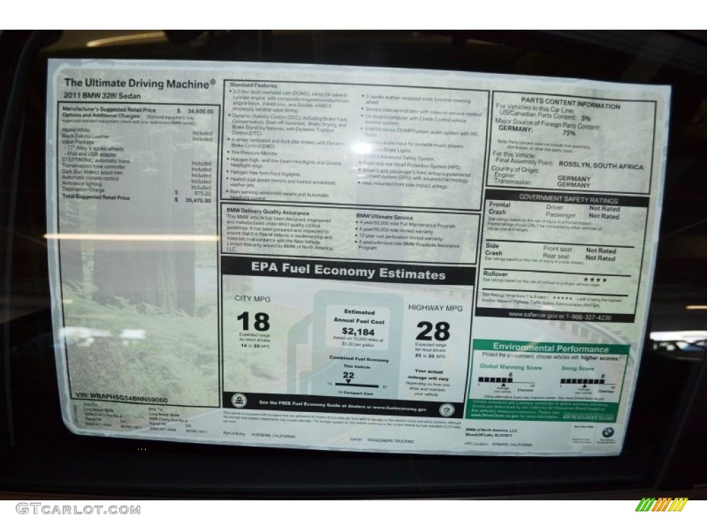 2011 3 Series 328i Sedan - Alpine White / Black Dakota Leather photo #5