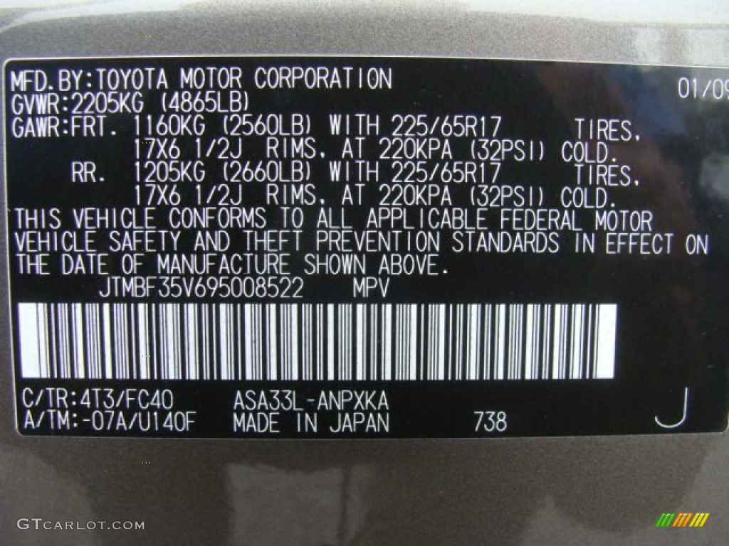 2009 RAV4 Color Code 4T3 for Pyrite Mica Photo #55734734