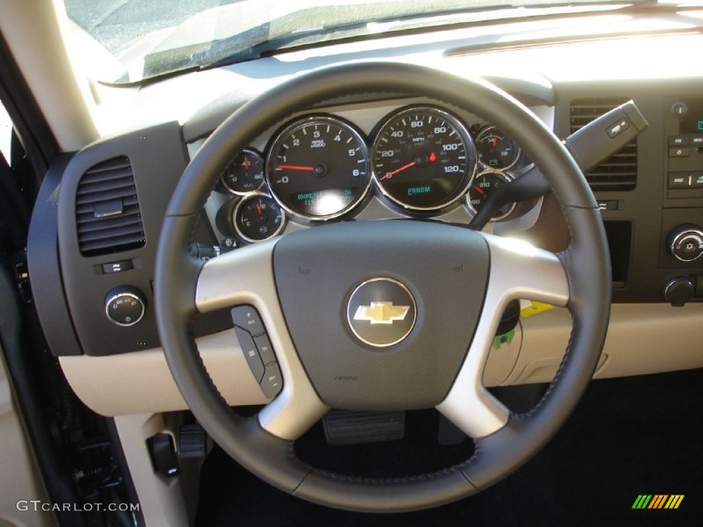 2011 Chevrolet Silverado 1500 XFE Crew Cab Light Cashmere/Ebony Steering Wheel Photo #55739232