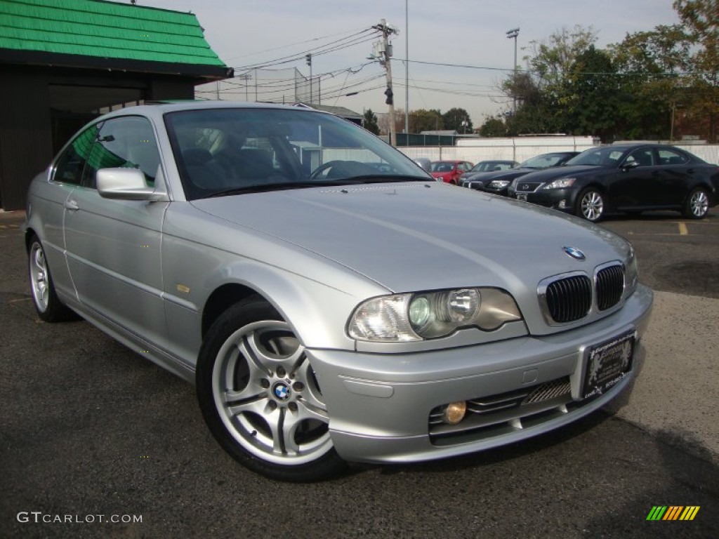 2002 3 Series 330i Coupe - Titanium Silver Metallic / Grey photo #2