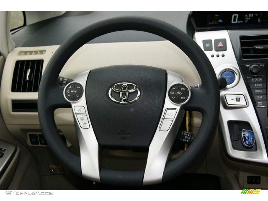 2012 Toyota Prius v Five Hybrid Bisque Steering Wheel Photo #55743720