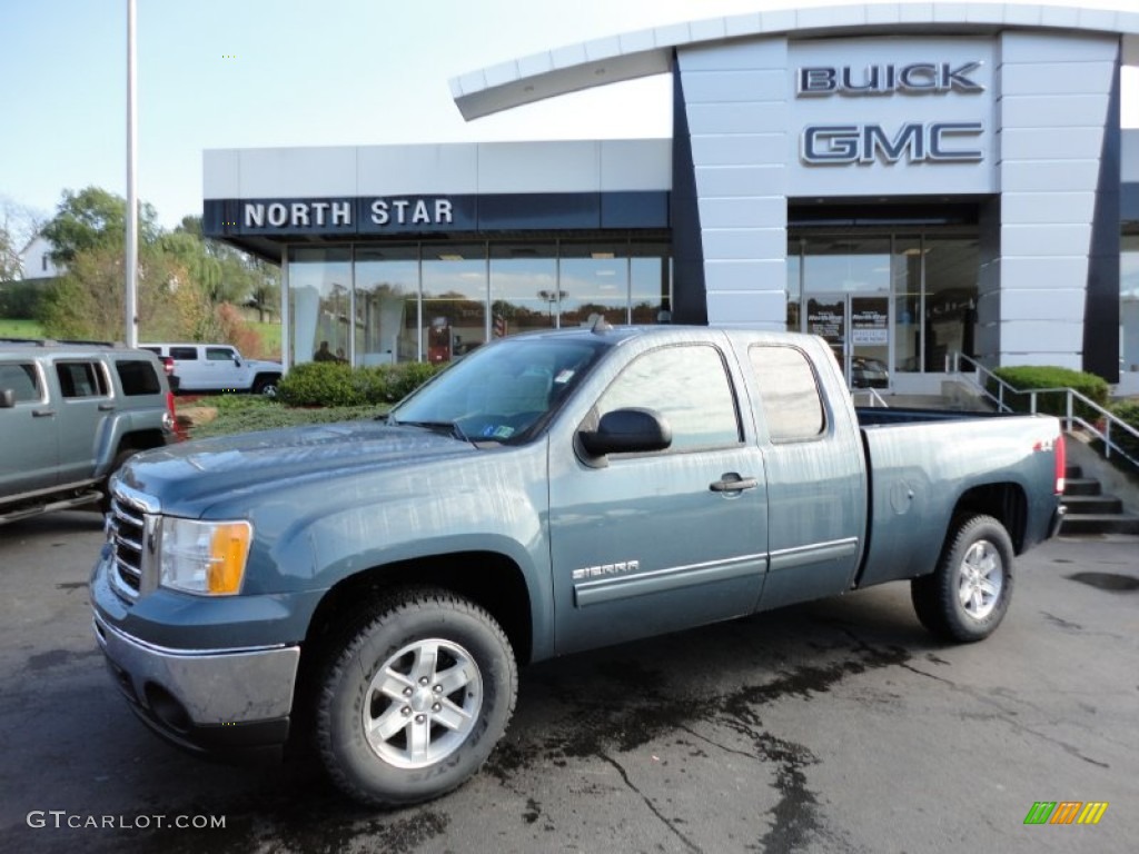 2012 Sierra 1500 SLE Extended Cab 4x4 - Stealth Gray Metallic / Ebony photo #1