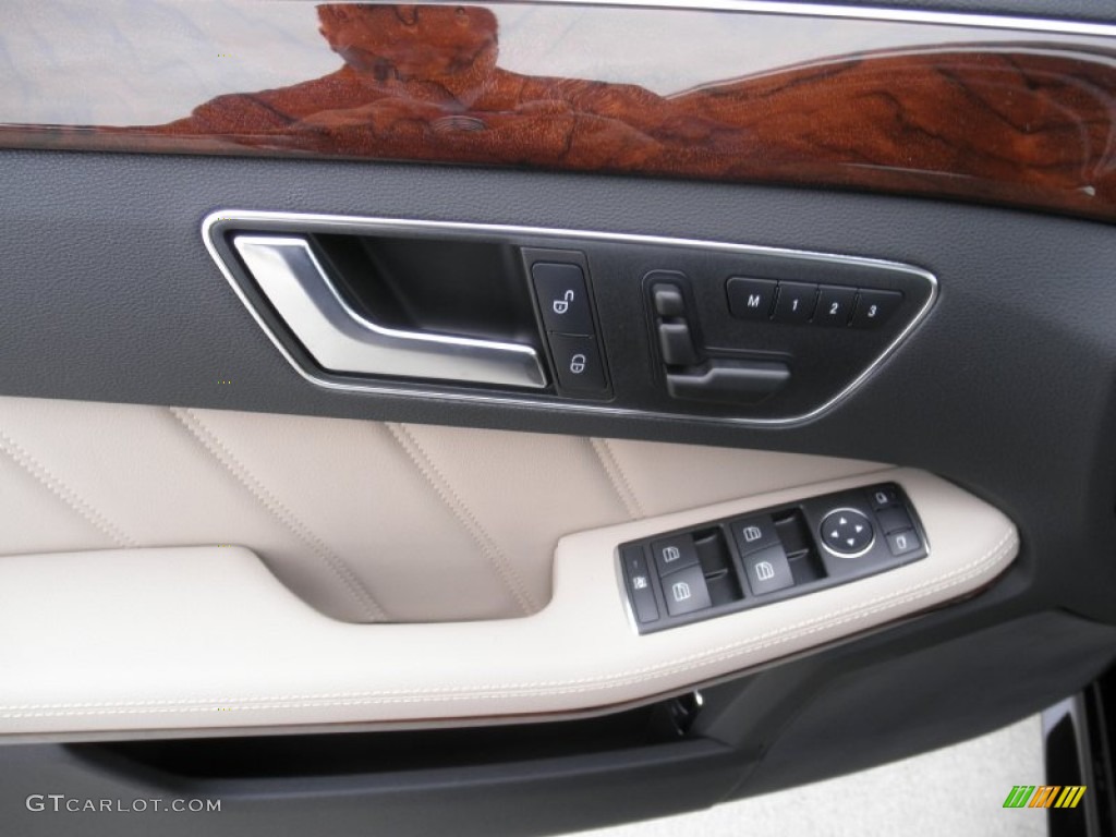 2012 Mercedes-Benz E 350 Sedan Almond/Black Door Panel Photo #55753083