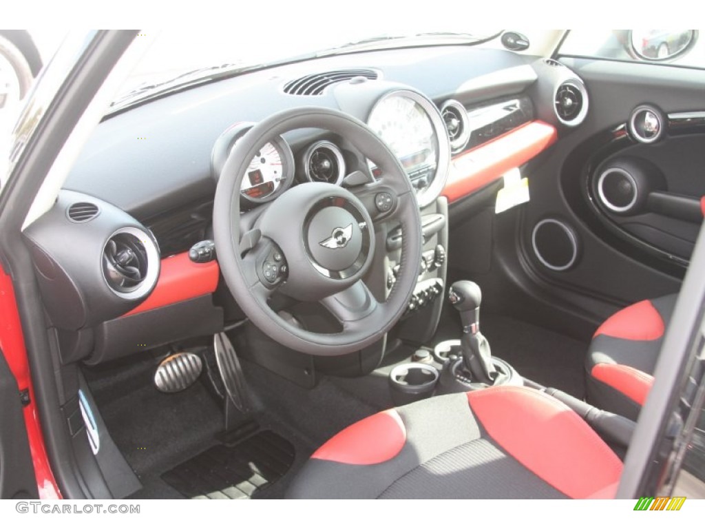 Rooster Red/Carbon Black Interior 2012 Mini Cooper S Hardtop Photo #55761713
