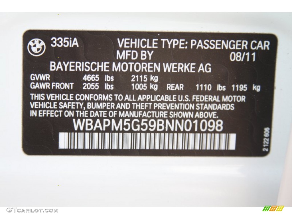 2011 3 Series 335i Sedan - Alpine White / Black Dakota Leather photo #8