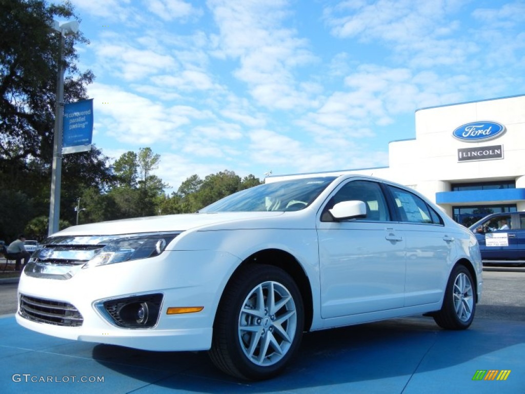 2012 Fusion SEL V6 - White Platinum Tri-Coat / Medium Light Stone photo #1