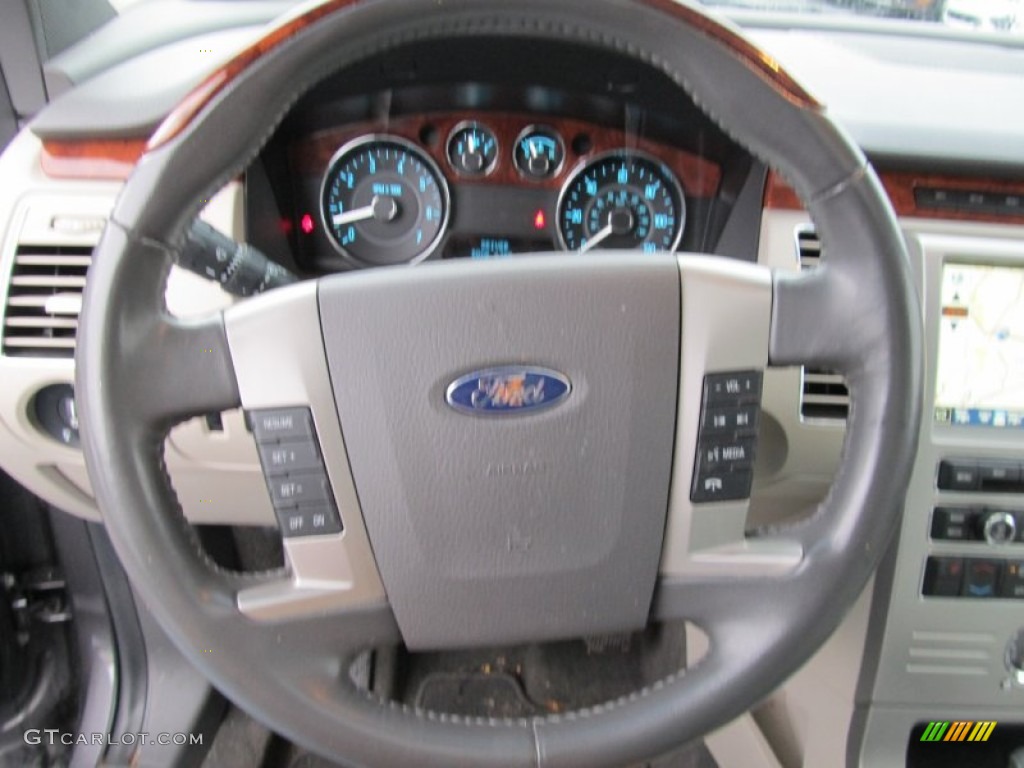 2010 Ford Flex Limited Medium Light Stone Steering Wheel Photo #55766747