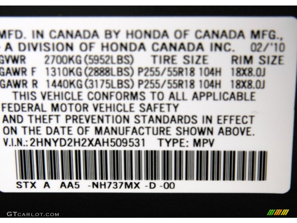2010 MDX Color Code NH737MX for Polished Metal Metallic Photo #55770350