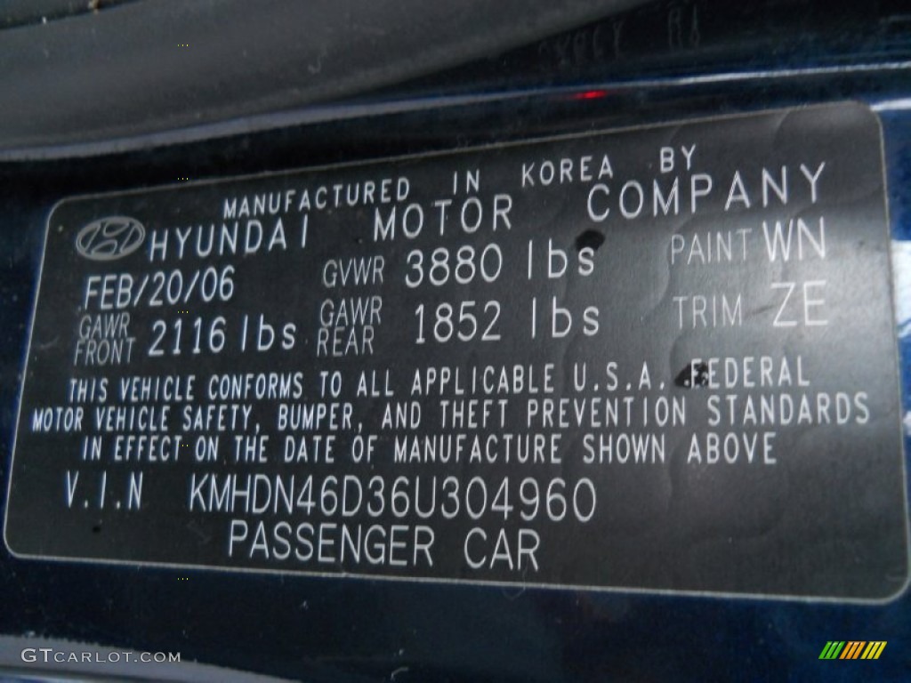 2006 Elantra GLS Sedan - Ebony Black / Gray photo #26