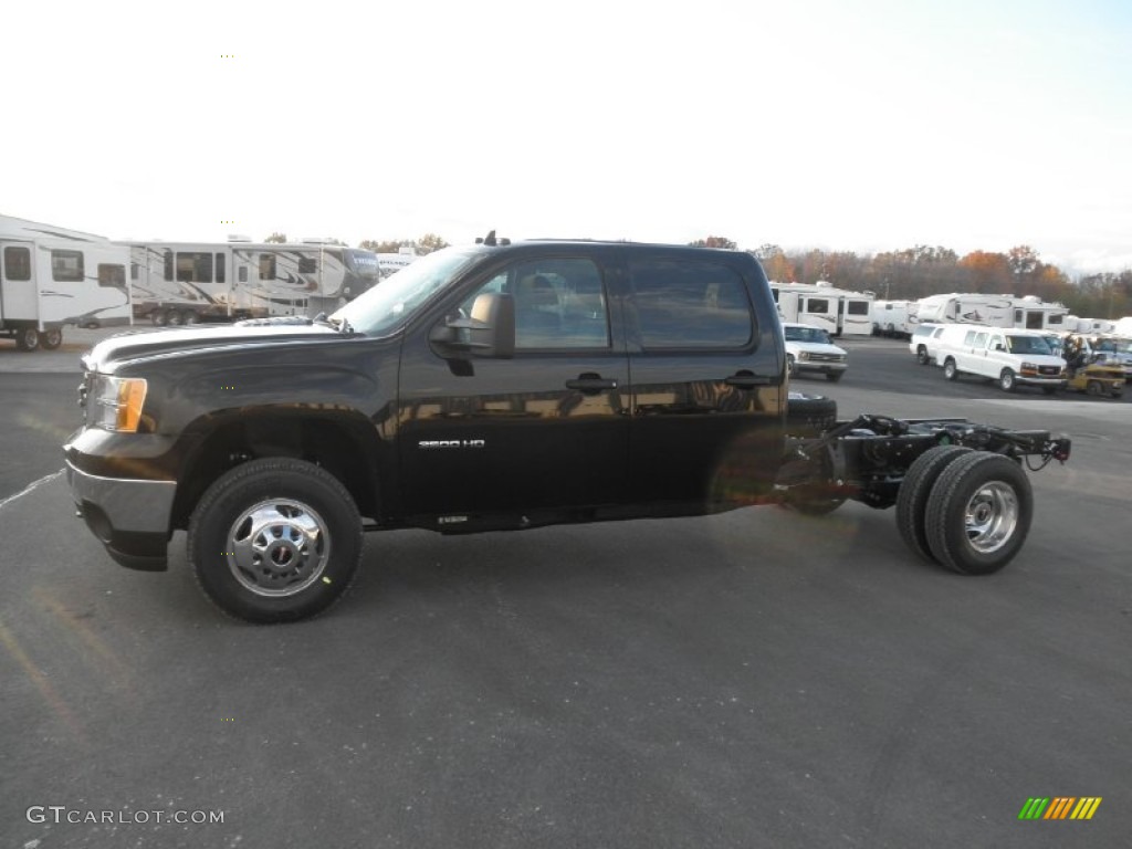 Onyx Black 2012 GMC Sierra 3500HD SLE Crew Cab 4x4 Chassis Exterior Photo #55786003