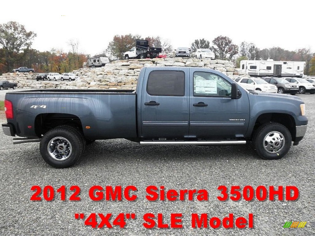 2012 Sierra 3500HD SLE Crew Cab 4x4 Dually - Stealth Gray Metallic / Ebony photo #1