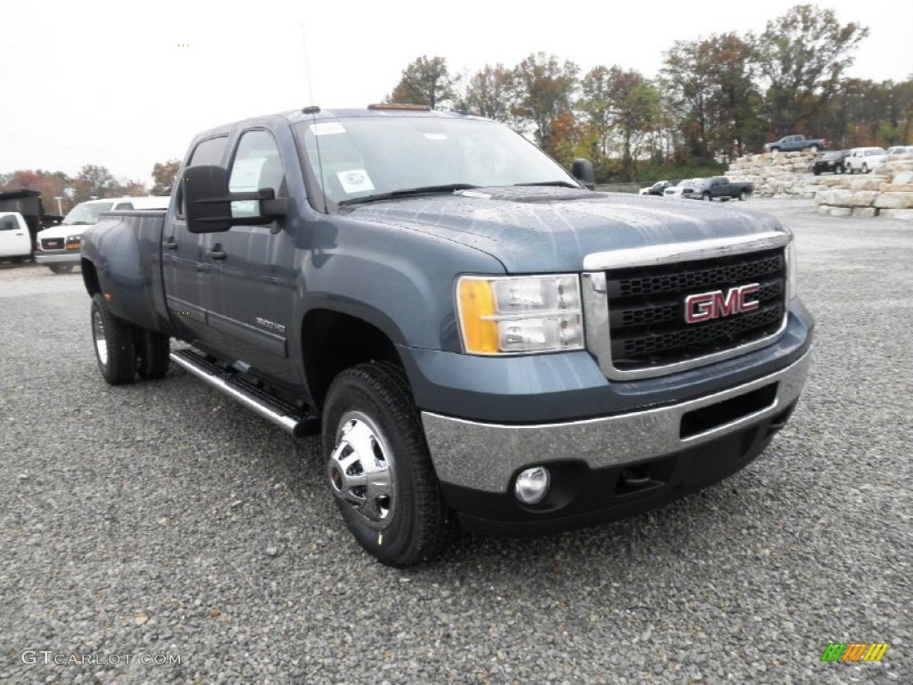 Stealth Gray Metallic 2012 GMC Sierra 3500HD SLE Crew Cab 4x4 Dually Exterior Photo #55787042