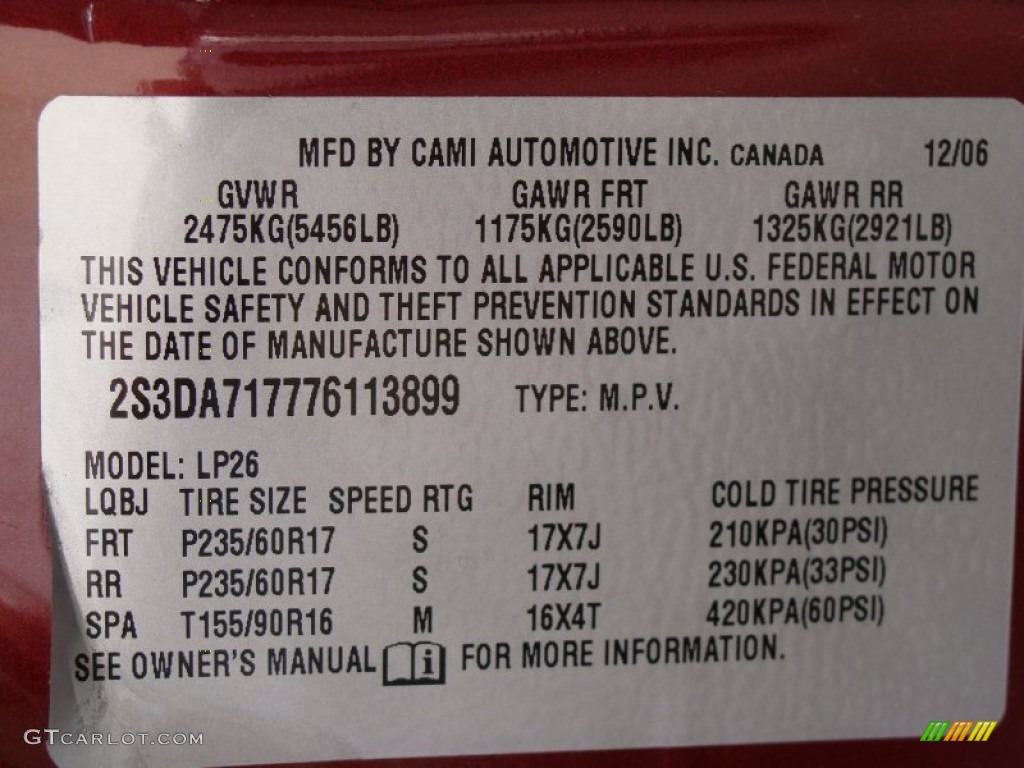 2007 XL7 Limited AWD - Dark Cranberry Metallic / Beige photo #15