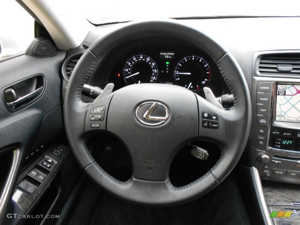 2010 Lexus IS 350C Convertible Black Steering Wheel Photo #55787649