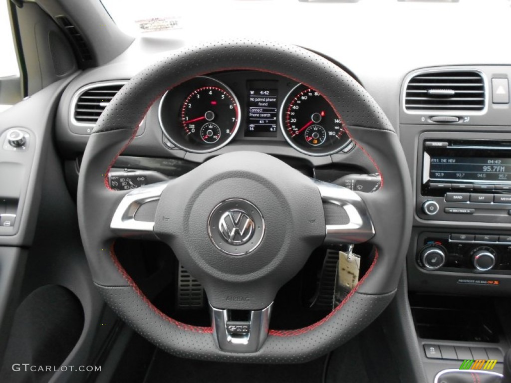 2012 Volkswagen GTI 2 Door Interlagos Plaid Cloth Steering Wheel Photo #55789016
