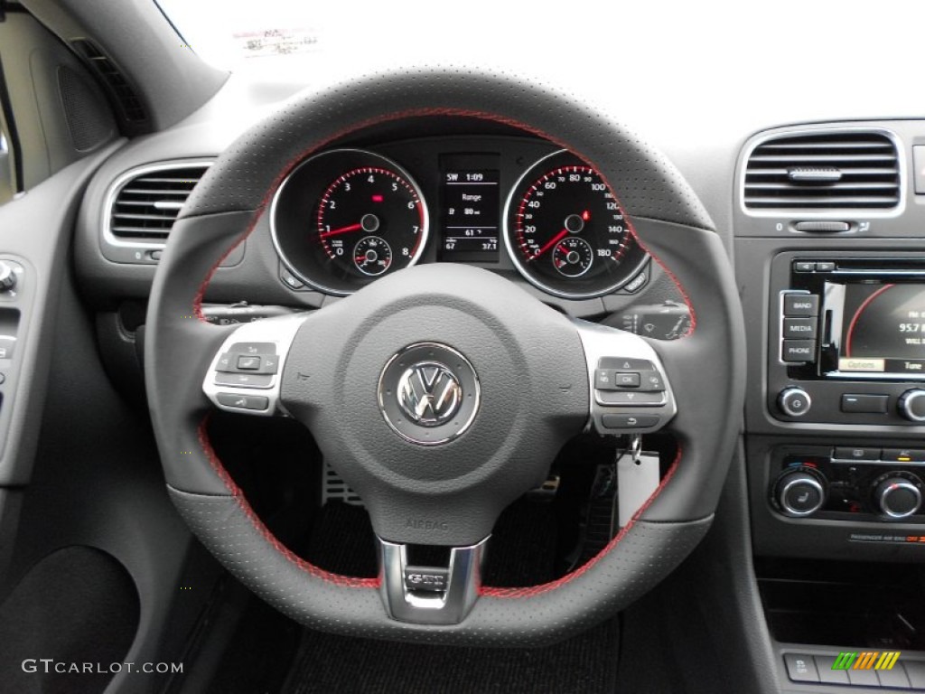 2012 Volkswagen GTI 4 Door Interlagos Plaid Cloth Steering Wheel Photo #55789217