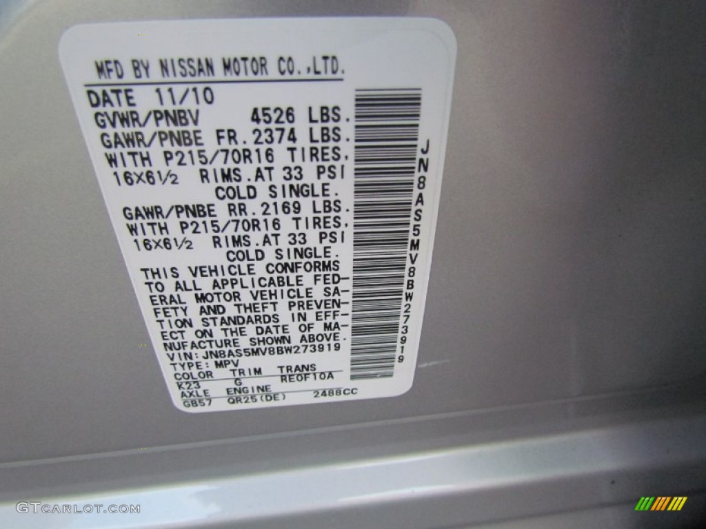 2011 Rogue S AWD - Silver Ice Metallic / Black photo #12