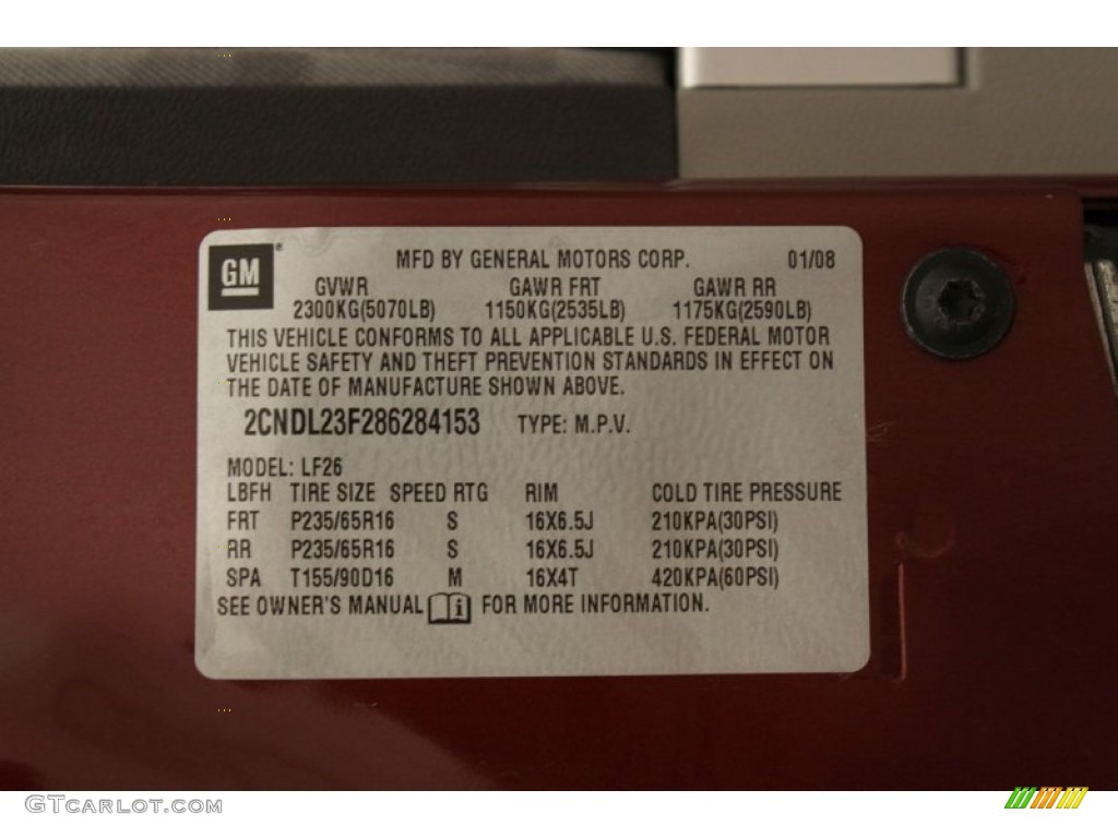 2008 Equinox LS AWD - Deep Ruby Red Metallic / Light Gray photo #19