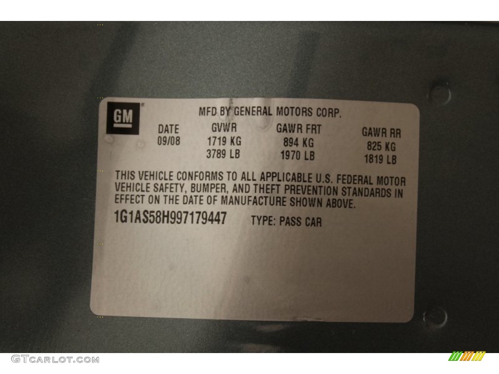 2009 Cobalt LS Sedan - Silver Moss Metallic / Gray photo #19