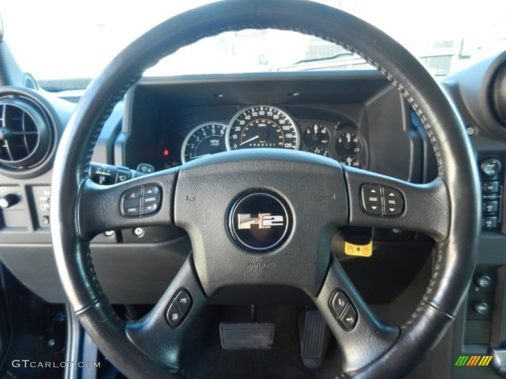 2007 Hummer H2 SUV Ebony Black Steering Wheel Photo #55798784