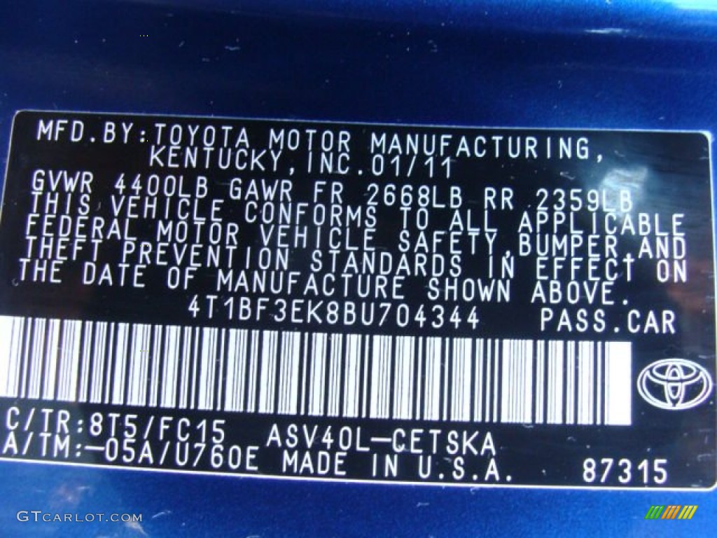 2011 Camry SE - Blue Ribbon Metallic / Dark Charcoal photo #15