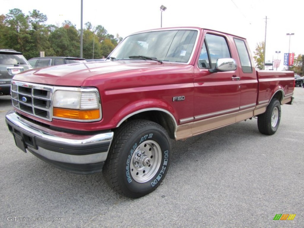 Electric Currant Red Pearl 1995 Ford F150 XL Extended Cab 4x4 Exterior Photo #55806056