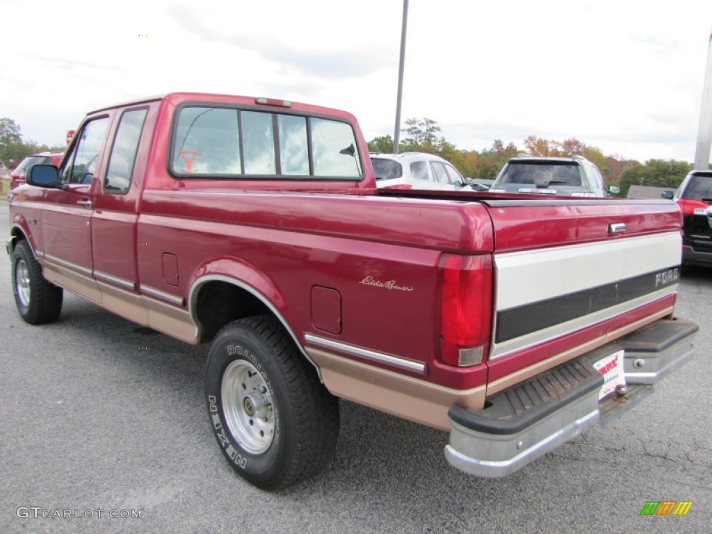 1995 F150 XL Extended Cab 4x4 - Electric Currant Red Pearl / Beige photo #5