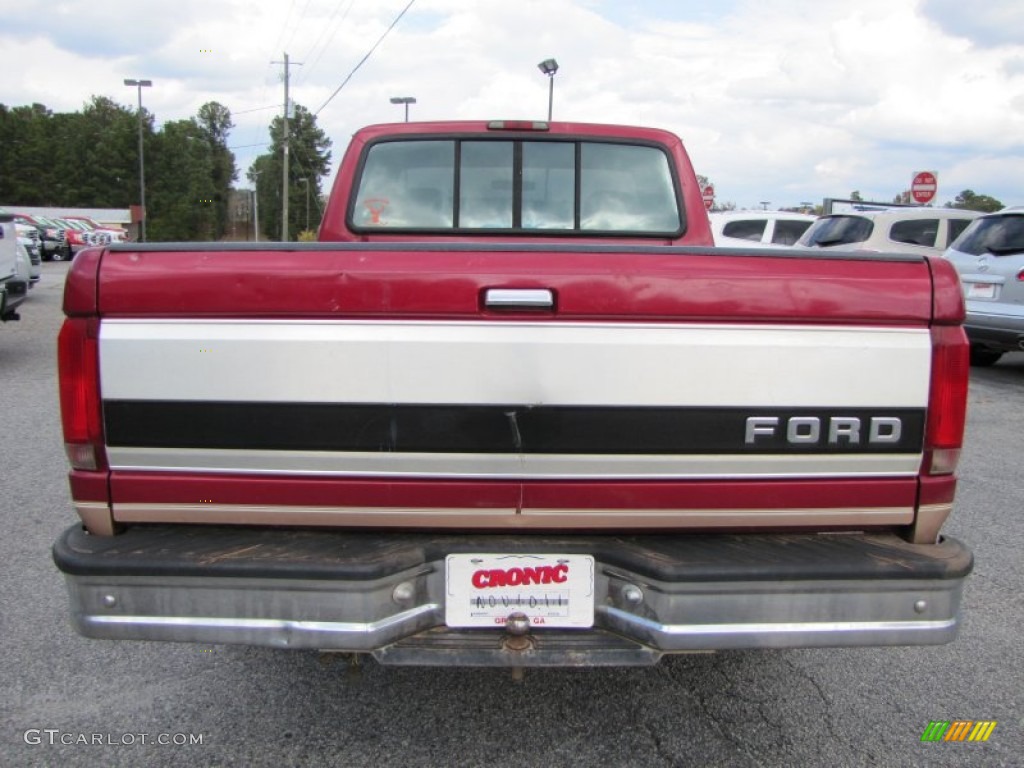 1995 F150 XL Extended Cab 4x4 - Electric Currant Red Pearl / Beige photo #6