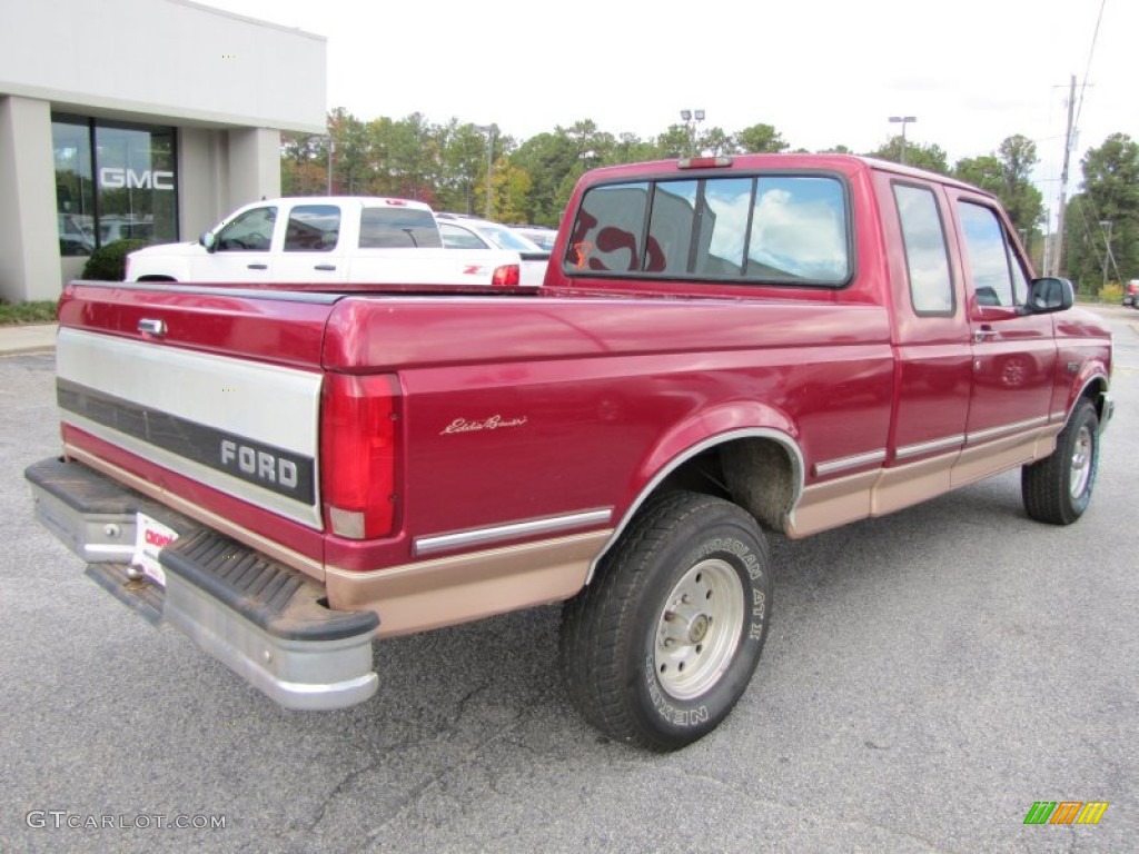 1995 F150 XL Extended Cab 4x4 - Electric Currant Red Pearl / Beige photo #7