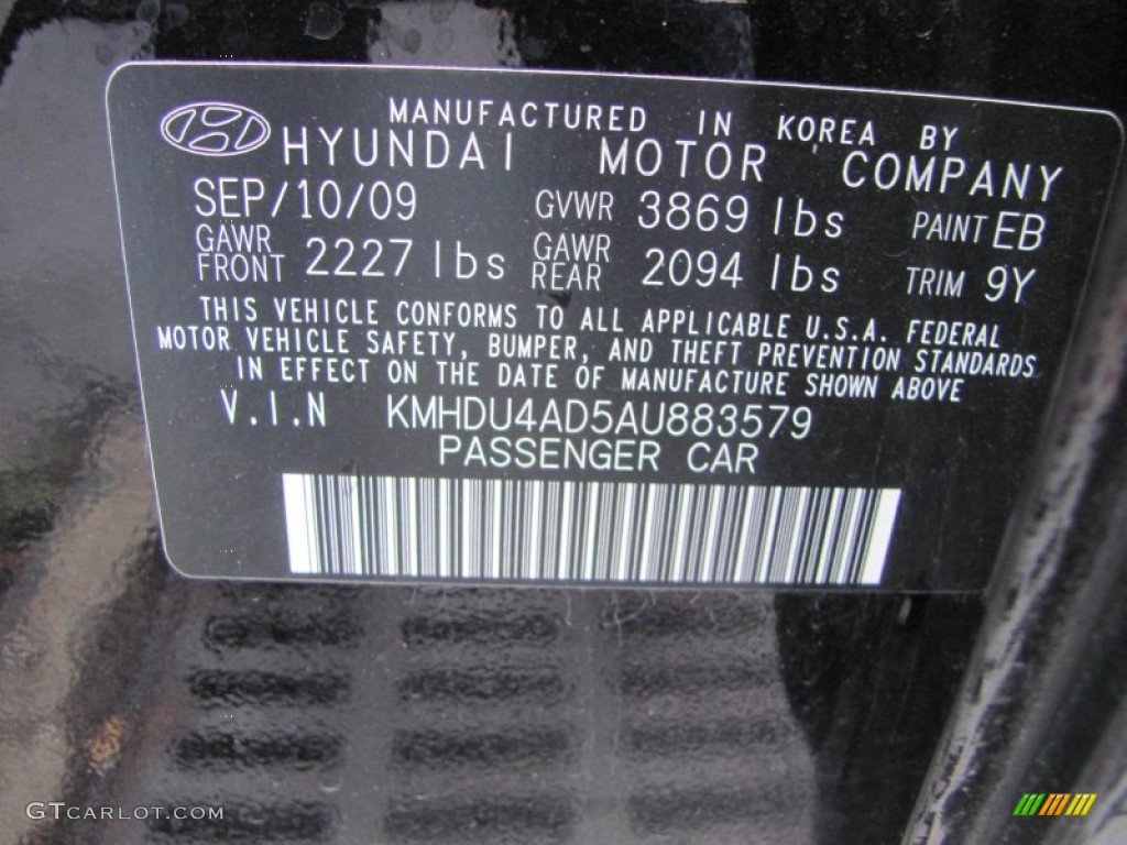2010 Elantra GLS - Ebony Black / Gray photo #21