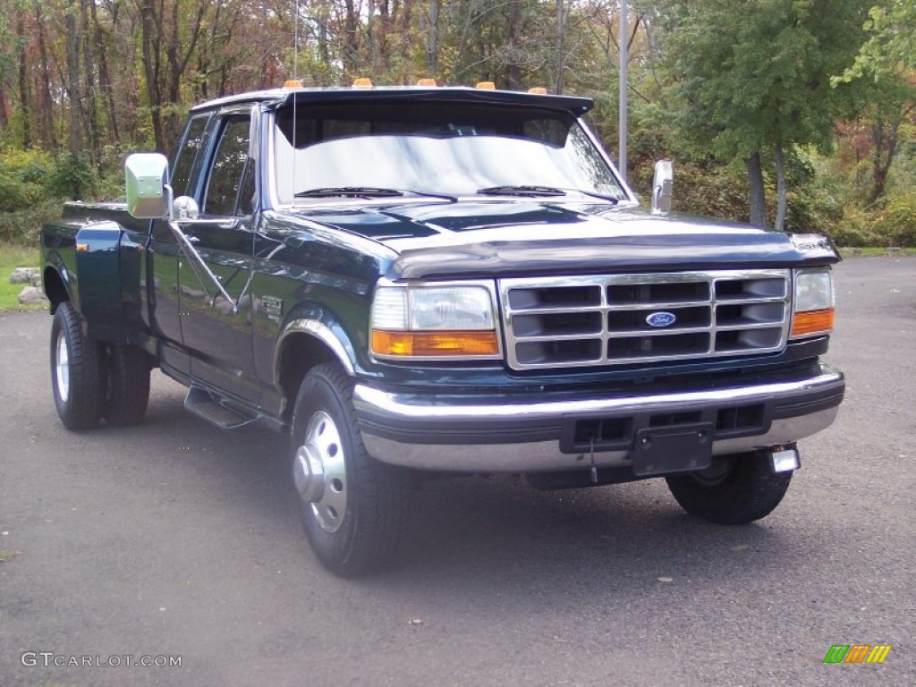 1997 F350 XLT Extended Cab Dually - Dark Tourmaline Metallic / Medium Mocha photo #9