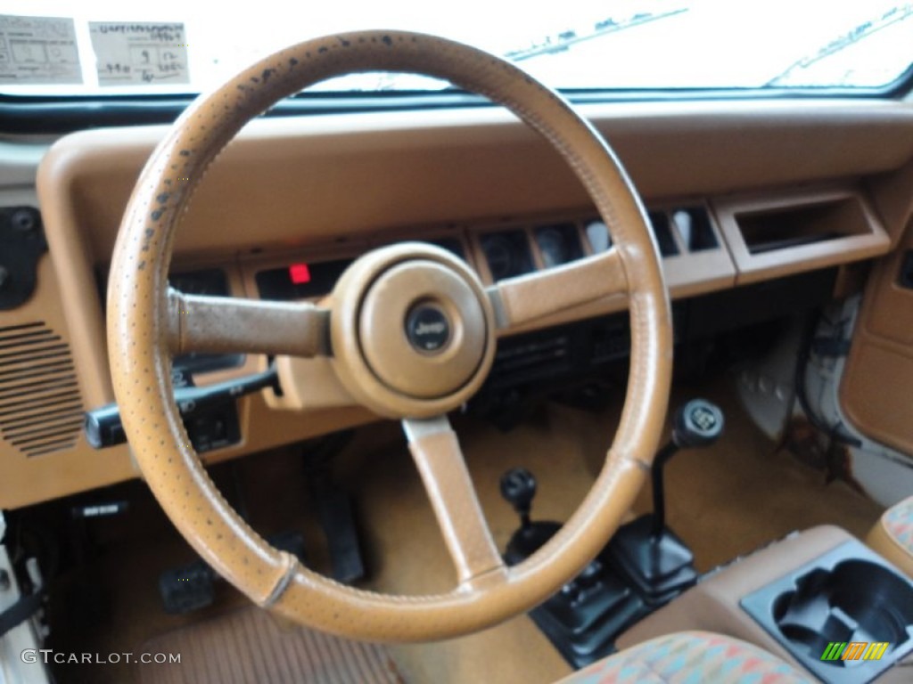 1995 Jeep Wrangler Rio Grande 4x4 Spice Beige Steering Wheel Photo #55812022