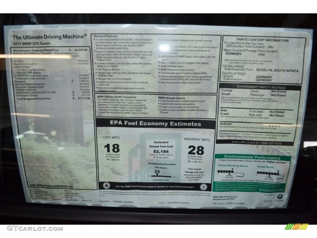 2011 3 Series 328i Sedan - Jet Black / Black Dakota Leather photo #5