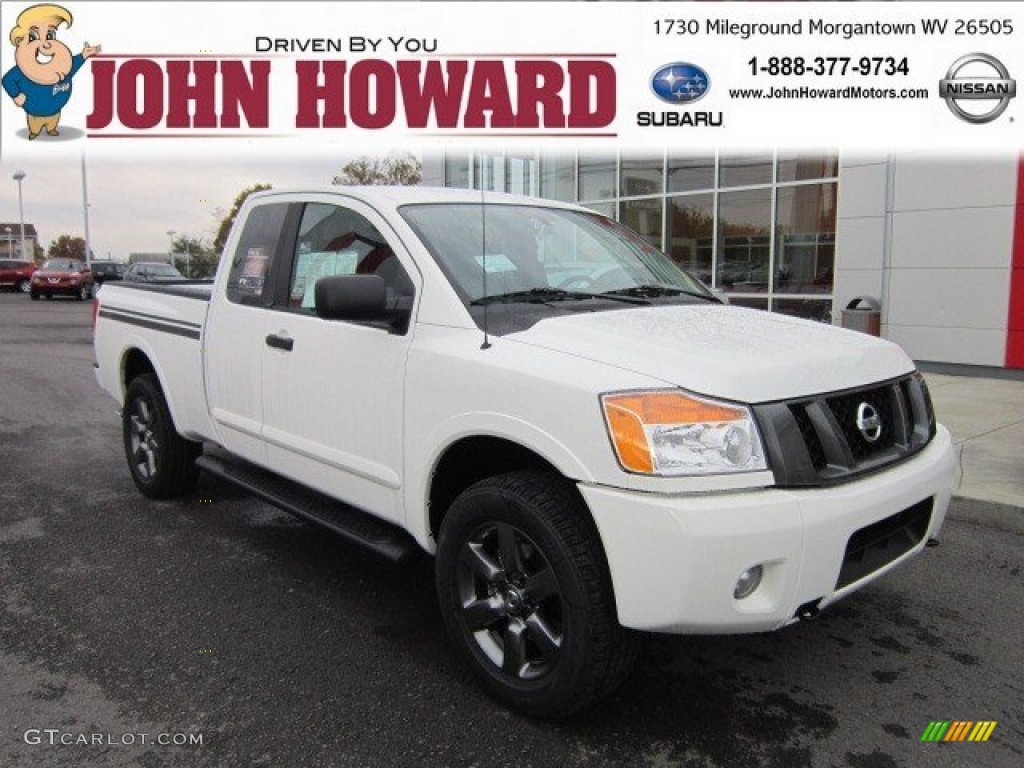 2012 Titan SV King Cab 4x4 - Blizzard White / Sport Apperance Gray/Charcoal photo #1