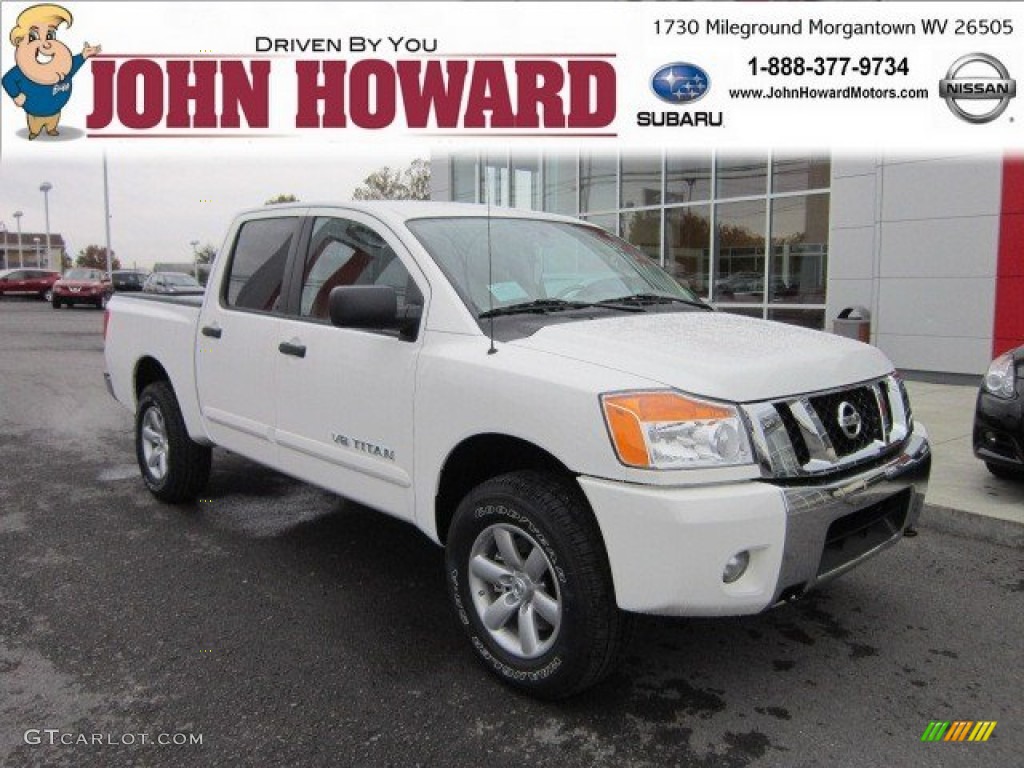 2012 Titan SV Crew Cab 4x4 - Blizzard White / Almond photo #1