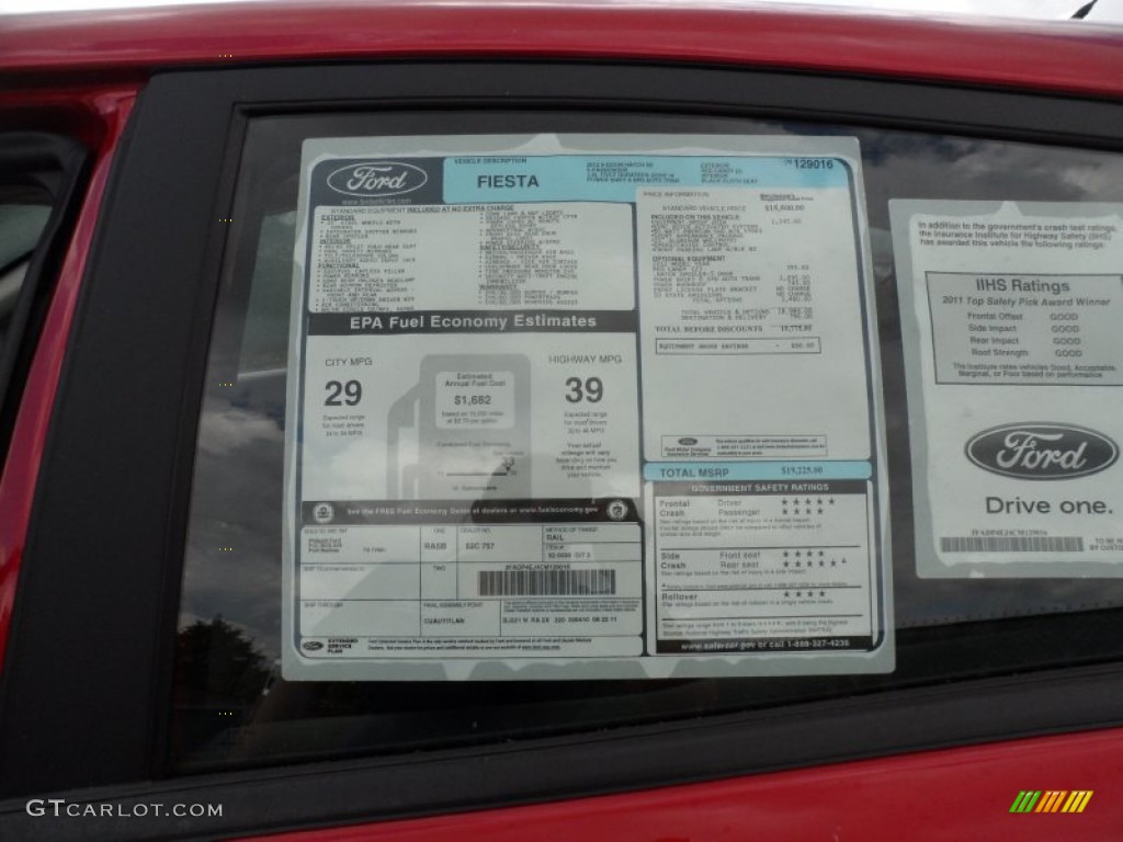 2012 Ford Fiesta SE Hatchback Window Sticker Photo #55818590