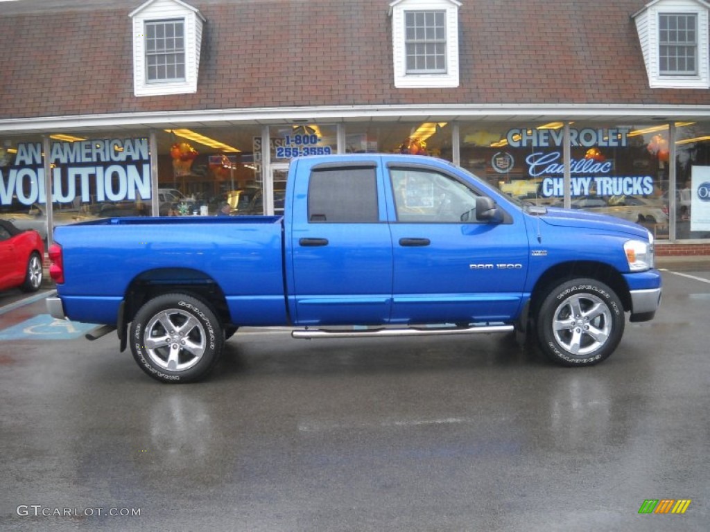 2007 Ram 1500 Big Horn Edition Quad Cab 4x4 - Electric Blue Pearl / Medium Slate Gray photo #2