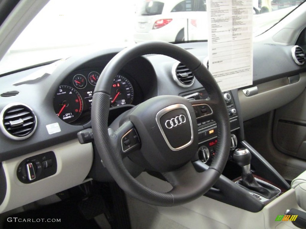 2011 Audi A3 2.0 TDI Light Grey Steering Wheel Photo #55823360
