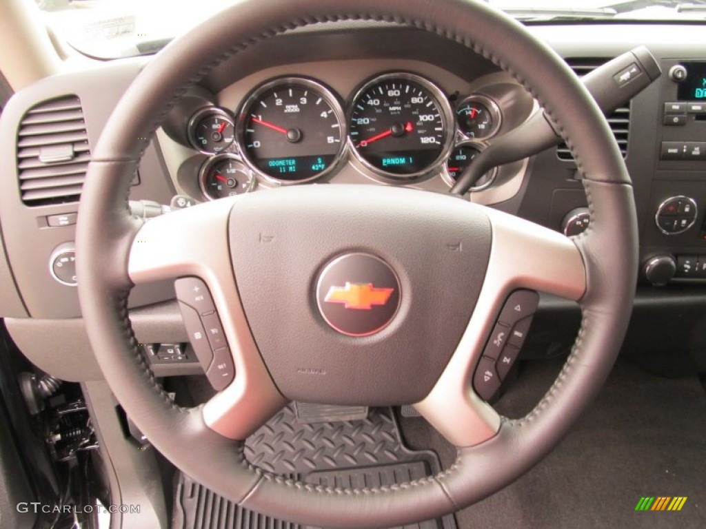 2012 Chevrolet Silverado 2500HD LT Crew Cab 4x4 Ebony Steering Wheel Photo #55826984