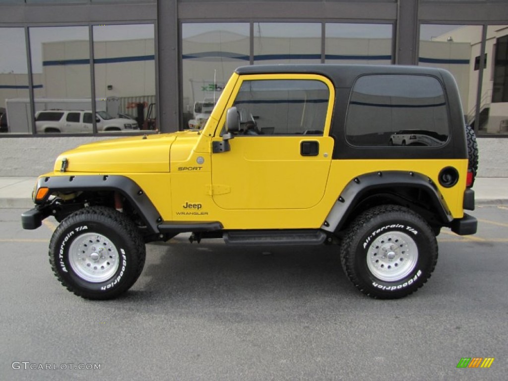 2004 Wrangler Sport 4x4 - Solar Yellow / Dark Slate Gray photo #2