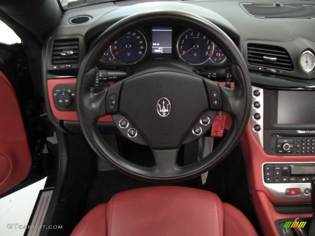 2010 Maserati GranTurismo Convertible GranCabrio Rosso Corallo Steering Wheel Photo #55832486