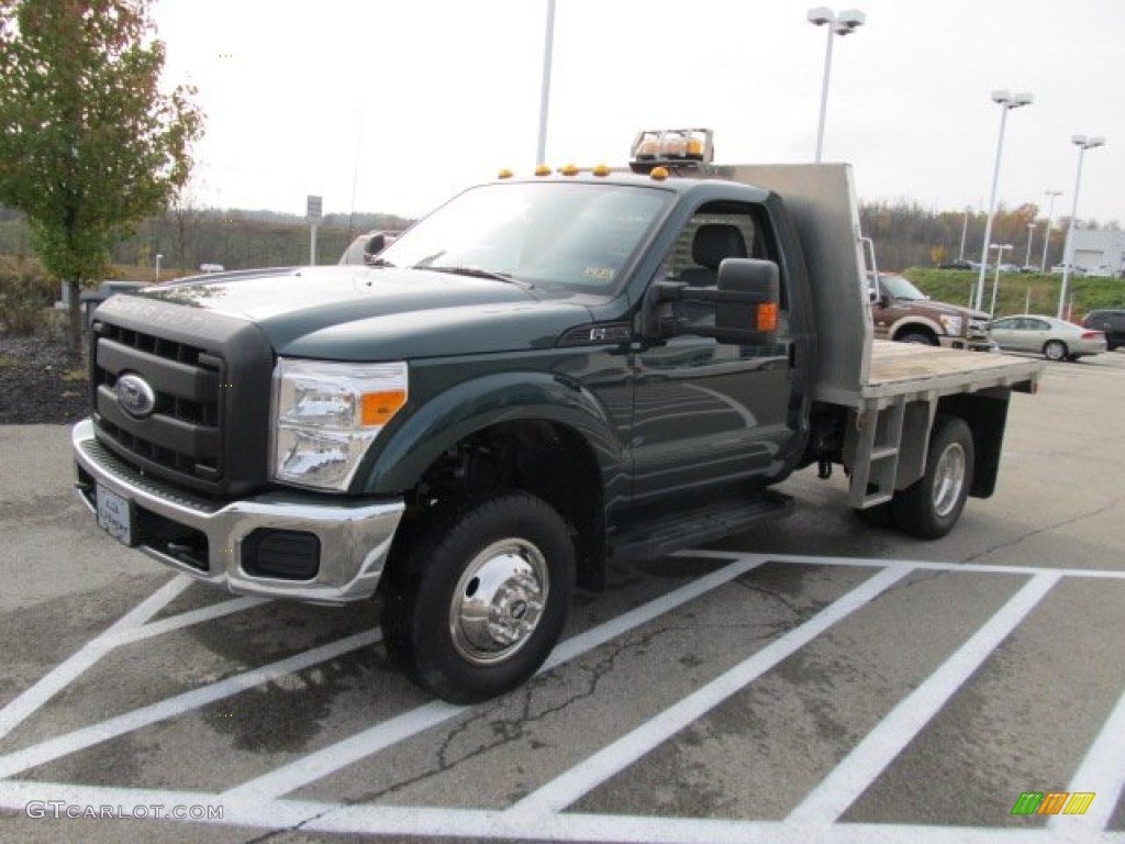 Forest Green Metallic 2011 Ford F350 Super Duty XL Regular Cab 4x4 Chassis Stake Truck Exterior Photo #55840610