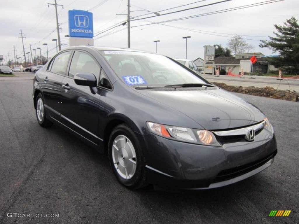 2007 Civic Hybrid Sedan - Galaxy Gray Metallic / Blue photo #1