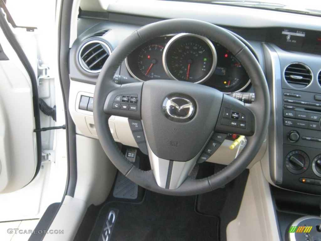 2011 Mazda CX-7 i Sport Sand Steering Wheel Photo #55843970